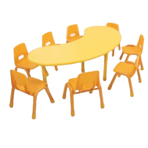 Nhà Máy Bán Moon U-shape Mẫu Giáo Ghế 6 Chỗ Nhựa Tròn Bàn Học Và Ghế Đặt - Product Image 4