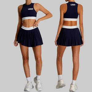Conjunto de falda de tenis de dos piezas para mujer Conjuntos de falda de golf atlética plisada de cintura alta Trajes de <span class=keywords><strong>2</strong></span> piezas para mujer con bolsillos - Product Image 1