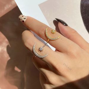 Dylam Hot INS Style Simple Love Jewelry Women Girl <b>Spinner</b> <b>Ring</b> Open Adjustable 925 Sterling <b>Silver</b> CZ Moon Star Stackable <b>Rings</b> - Product Image 4