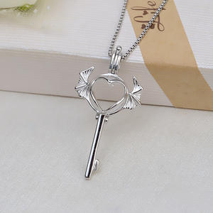 Colgante de Llave de Plata S925 Estilo Europeo Americano Wenchi para Mujer, 8mm, con Orificios para Perlas, Accesorios de Joyería, Componentes para DIY - Product Image 1