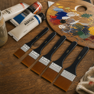Petit ensemble de <span class=keywords><strong>pinceaux</strong></span> plats en nylon anti-chute pour <span class=keywords><strong>peinture</strong></span> à l'huile, <span class=keywords><strong>acrylique</strong></span> et aquarelle – Outil professionnel pour artistes - Product Image 3
