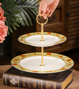 Nouvelle assiette à dîner en porcelaine de luxe moderne et écologique avec incrustation dorée à 2 couches pour le thé de l'après-midi, les événements à domicile et les mariages - Product Image 3