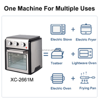 Appareil ménager électrique sans huile, friteuse à Air mécanique, grille-pain, four combiné avec corps en acier inoxydable, 14l, 1500W