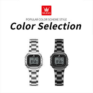 OLEVS 1111 Montre de sport numérique de luxe en acier inoxydable avec logo personnalisé OEM, bracelet étanche pour homme - Product Image 5