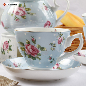 Bán Buôn Thổ Nhĩ Kỳ Bắc Âu Sứ Sang Trọng Châu Âu 220Ml Rose Flower Fine Xương Trung Quốc Thân Thiện Với Môi Cà Phê Tea Cup Chiếc Đĩa Bộ Quà Tặng - Product Image 5