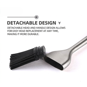 Silicone Basting Brush with Long Stainless Steel Handle, Heat-Resistant Detachable for Baking Kitchen <b>BBQ</b> <b>Grilling</b> Accessory - Product Image 5