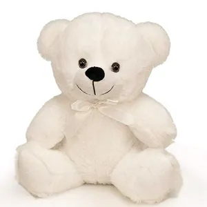 6 inç toptan dolgu oyuncak ayı şerit yay ile kahverengi sevimli ucuz klasik promosyon beyaz oyuncak ayı peluş