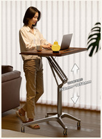 Table d'appoint moderne réglable pour ordinateur portable, bureau pneumatique sur roulettes, petit bureau amovible pour canapé