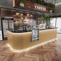 Comptoir de bar incurvé noir/beige pour kiosque, salon de thé, pâtisserie, fleuriste, café - Design intérieur
