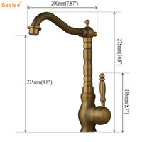 Robinet de lavabo antique en laiton Beelee, robinet de lavabo de salle de bain, robinet de mélangeur de comptoir, robinet de lavabo de cuisine pour la salle de bain