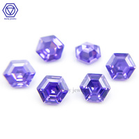 Gemas de Corte Hexagonal de Color Morado en Excelente Forma, de 6*6mm a 12*12mm, Circonita Violeta Sintética, Piedras Sueltas para Joyería