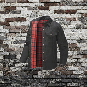 <b>Men's</b> Vintage Plaid Lined <b>Jacket</b> <b>Corduroy</b> Outerwear Snap Button Long Sleeve Autumn - Product Image 3