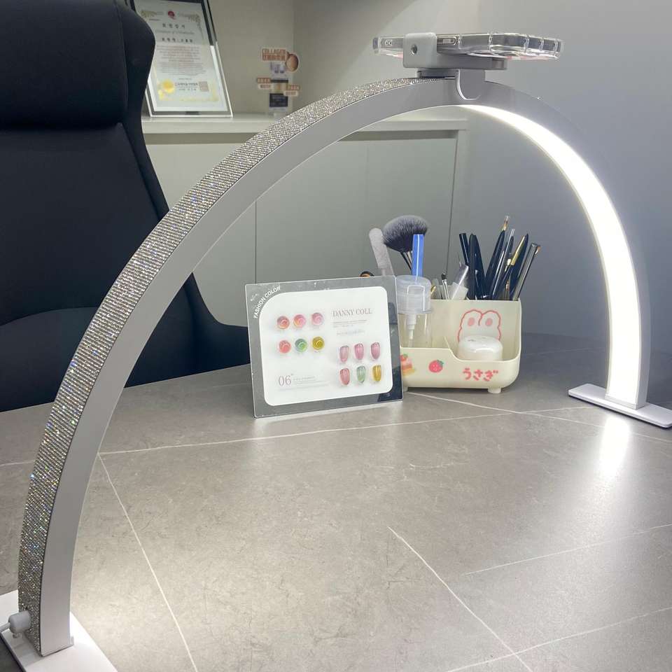 Beauty 75cm Uk Plug Green Gold Pink Half Moon Led Nail Light Table Lamp Half Moon Lamp