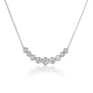 <span class=keywords><strong>Collana</strong></span> Esagonale in Ottone Glitterato <span class=keywords><strong>con</strong></span> Zirconi Taglio Brillante, Placcata in Oro 18K per Occasioni Nuziali Femminili - Product Image 2