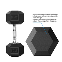 Haltères hexagonales revêtues en caoutchouc, équipement de gymnastique pour l'entraînement physique à domicile, poids gratuit, 5, 10, 30, 40kg