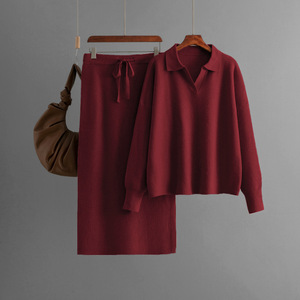 ชุดเสื้อสเวตเตอร์แบบสวมหัวของผู้หญิงชุด2ชิ้นเสื้อสเวตเตอร์ถักแบบสวมหัวสำหรับฤดูหนาว - Product Image 3