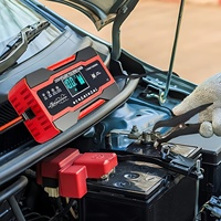 Chargeur intelligent à impulsions entièrement automatique 12V 10A/24V 5A avec écran LCD et connecteur, prise rouge