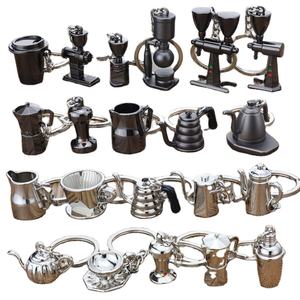 Portachiavi in Metallo a Tema <span class=keywords><strong>Caffè</strong></span>: Mini Portachiavi con Accessori per <span class=keywords><strong>Caffè</strong></span> (Moka, Sifone, Bollitore, Macinacaffè, Pressino, Brocca per Latte, Portafiltro) - Product Image 1