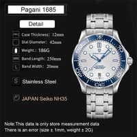 Montre pour homme PAGANI DESIGN PD-1685, montre mécanique de luxe haut de gamme pour montres automatiques NH35, accessoires de bracelet, saphir AR 007