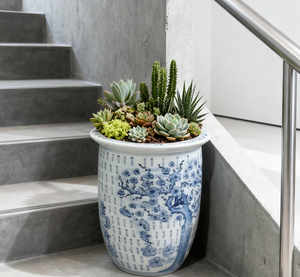 Maceta de Porcelana Azul y Blanca China, Macetero Grande de Cerámica con Diseño de Flores de <span class=keywords><strong>Ciruelo</strong></span> para Decoración de Plantas de Interior - Product Image 4