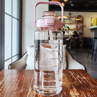 Botella de Agua Deportiva Motivacional de 2000 ml, Duradera, Libre de BPA, de Plástico Tritan con Marcador de Tiempo y Método de Flujo con Pajita
