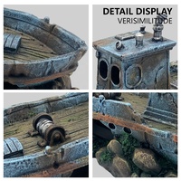Modèle miniature décoratif de paysage pour la création de décorations d'aquarium, décoration de navires en ruine