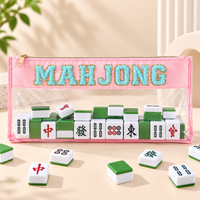 Sac de rangement pour tuiles de mahjong en PVC transparent avec logo personnalisé, grande capacité, fermeture éclair, étui de transport portable, organisateur d'accessoires de mahjong
