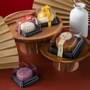 Vente en gros mini boîte à gâteau de 3 pouces boîtes à gâteau mousse carrées en plastique PET petit récipient à gâteau muffin dessert avec couvercle transparent