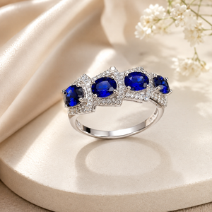 Anello dal Design Blu Klein, Anello Vintage da Donna - Product Image 3
