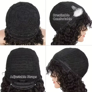 Promoción Letsfly 62$ Peluca de Cabello Humano Brasileño 100% con Flequillo y Rizos Pixie para Mujeres Negras, Densidad 250% - Product Image 5