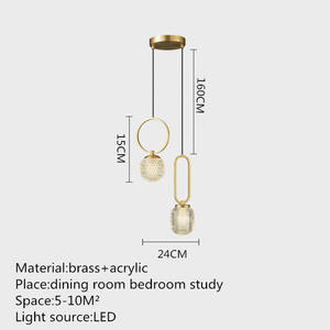 Altın bakır asılı ışık LED yaratıcı dekor ev oturma yatak odası çağdaş pirinç kolye lamba - Product Image 6