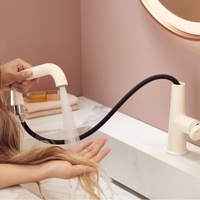 Robinet de lavabo chromé pivotant à 360°, mitigeur de salle de bain à poser, eau chaude et froide, poignée unique, robinet de lavabo hygiénique