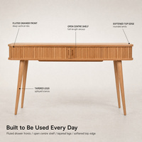 Console à cannelures avec tiroirs en bois massif, table d'entrée étroite à façade nervurée, meuble de rangement moderne, décoration de couloir