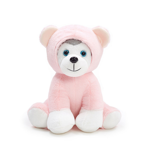 ตุ๊กตาหมีฮัสกี้น่ารัก <span class=keywords><strong>2</strong></span> in 1 แบบพลิกกลับได้ สวมเสื้อฮู้ดสีน้ำเงิน ตุ๊กตาหมีฮัสกี้ขนนุ่ม ของขวัญสำหรับเด็ก - Product Image 3