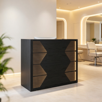 Comptoir de réception moderne en bois noir, comptoir carré, mobilier commercial durable pour bureau, hall d'hôtel