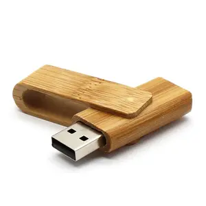 Bulk Girevole in legno USB Flash Drive Campione Gratuito 16GB Cina Fabbrica di bambù Flash Drive Incisione laser Logo Personalizzato