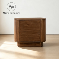 Table de chevet en bois couleur noyer style rétro moderne, commode nordique, table d'appoint incurvée pour salon