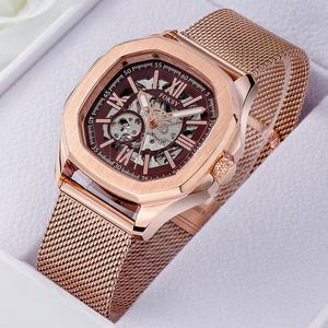 Relojes de pulsera de acero inoxidable con logotipo personalizado de alta calidad, reloj de mano mecánico automático de oro rosa de lujo para mujer - Product Image 4