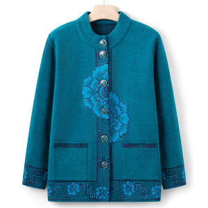 Suéter cárdigan <span class=keywords><strong>de</strong></span> cuello redondo <span class=keywords><strong>de</strong></span> la abuela, un Top festivo para personas <span class=keywords><strong>de</strong></span> mediana edad. - Product Image 4