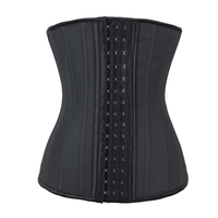 HEXIN Corset de compression ajustable avec crochets, 25 baleines en acier, gaine amincissante en latex pour femme