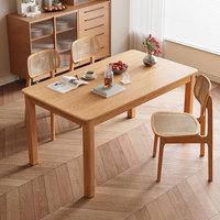 Ensemble table et chaises de salle à manger en bois de chêne massif, style nordique, moderne, minimaliste, couleur naturelle, table rectangulaire, petite taille