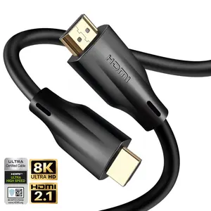 Campione gratuito certificato 2.1v 8k HDMI cavo nero 48gbps ad alta velocità HD TDR maschio HDMI a maschio cavo HDMI