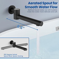Système de douche 3 fonctions 12 pouces avec bec de baignoire, ensemble de robinetterie de douche à effet pluie rond avec rotation à 360° °   Égouttoir rotatif