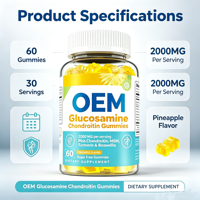 Gummies de Glucosamine et Chondroïtine de Haute Qualité Saveur Ananas pour le Soutien Articulaire, Complément Alimentaire, 60 Unités