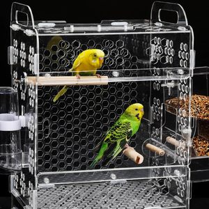 <span class=keywords><strong>Cage</strong></span> à oiseaux en acrylique transparent suspendu <span class=keywords><strong>Cage</strong></span> à oiseaux maison <span class=keywords><strong>Cage</strong></span> de bain d'oiseaux pour perroquets ara inséparables accessoires d'oiseaux - Product Image 1