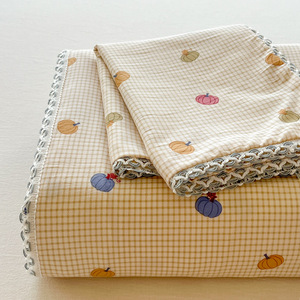 Juego de Sábanas Planas de Algodón Transpirable con Encaje Estampado YIXUAN CD001 para <span class=keywords><strong>Cama</strong></span> Doble/Individual con Funda de Almohada - Product Image 1