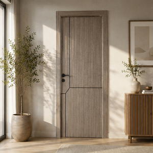 <span class=keywords><strong>Porte</strong></span> élégante recouverte de film avec lignes décoratives noires gravées, finition soignée, qualité stable, économique pour la construction, CE - Product Image 1