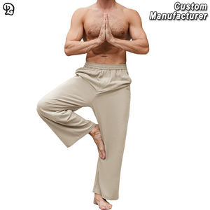 Pantalones de Lino Personalizados para <span class=keywords><strong>Hombre</strong></span>, Casuales, de Pierna Ancha, Holgados, de Verano, de Algodón, con Cintura Elástica, para Uso Diario, Yoga, <span class=keywords><strong>Playa</strong></span>, Estilo Palazzo - Product Image 1