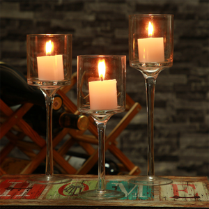 Votive Clear Crystal Glass Tall <b>Tealight</b> Candle Stick Holders <b>Lanterns</b> for Wedding Decorative - Product Image 5
