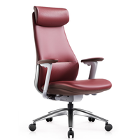 Chaise de bureau exécutive en cuir de luxe silencieuse, chaise de patron moderne et minimaliste avec fonction synchro-tilt pour salle de direction haut de gamme